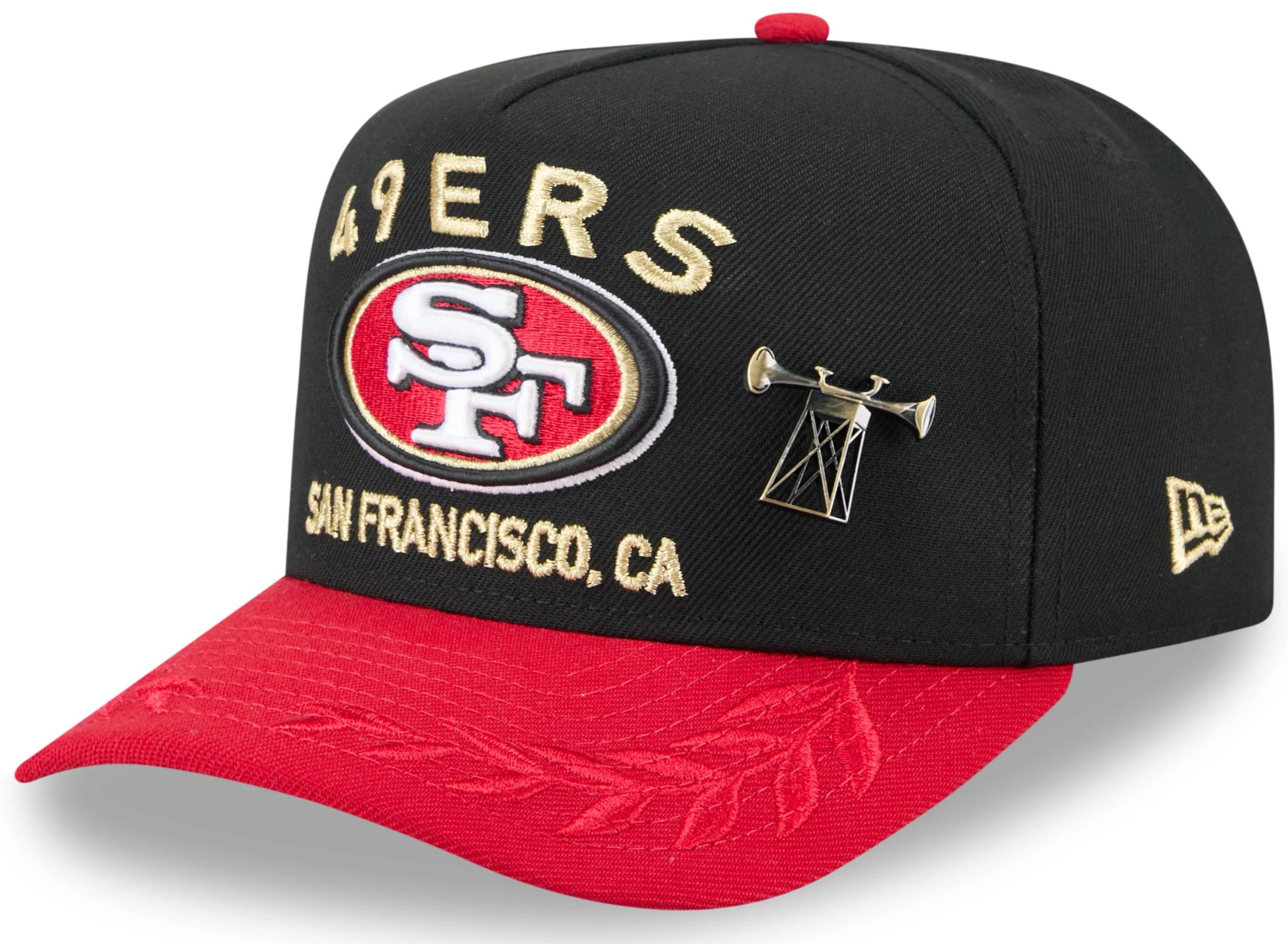 Men's San Francisco 49ers New Era Black 2025 On Stage NFL Draft A-Frame 59FIFTY Fitted Hat