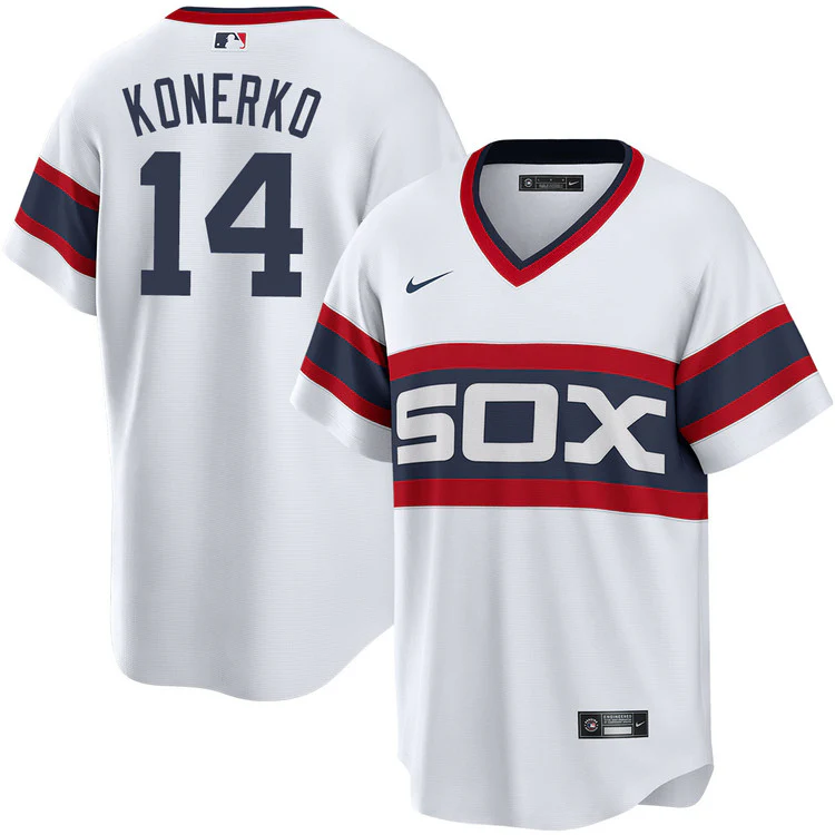NIKE Men's Paul Konerko Chicago White Sox 1983 Alternate White Premium Stitch Replica Jersey