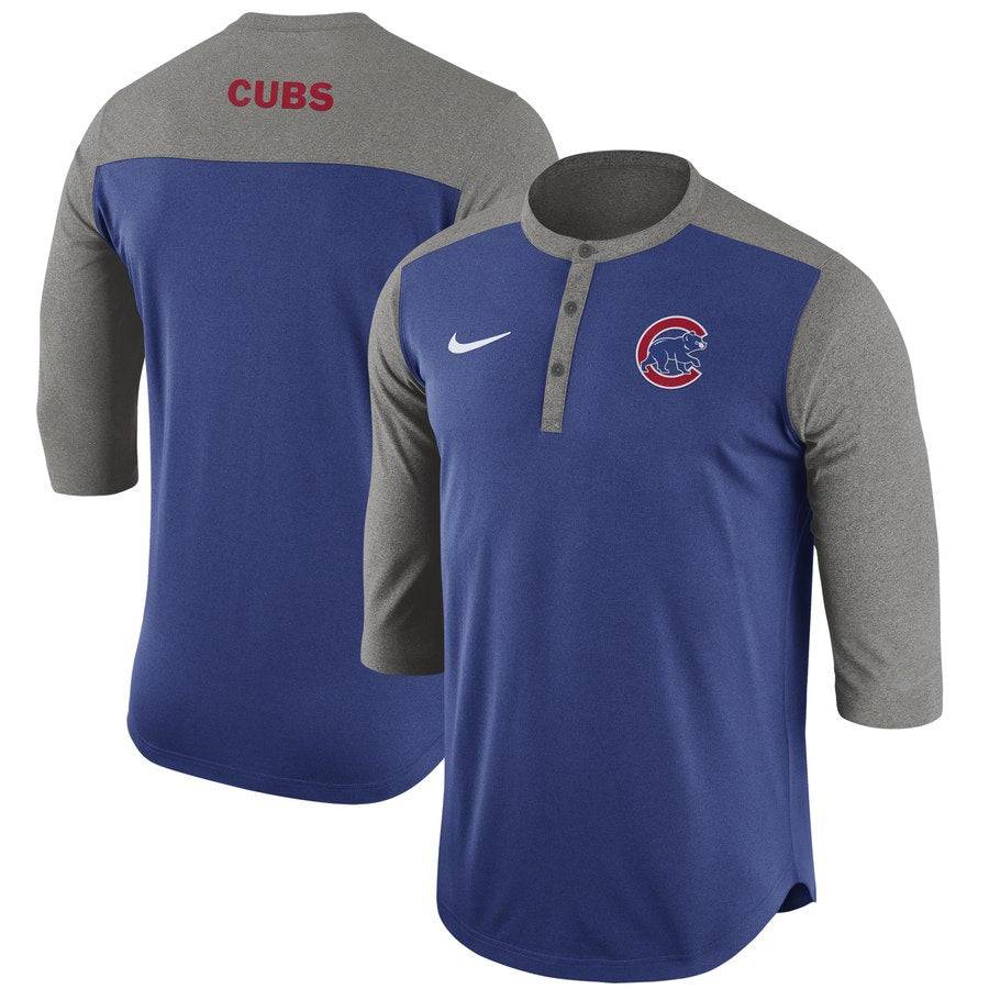 Chicago Cubs Men’s Royal Nike Dri Fit Henley 3/4 Sleeve T-Shirt
