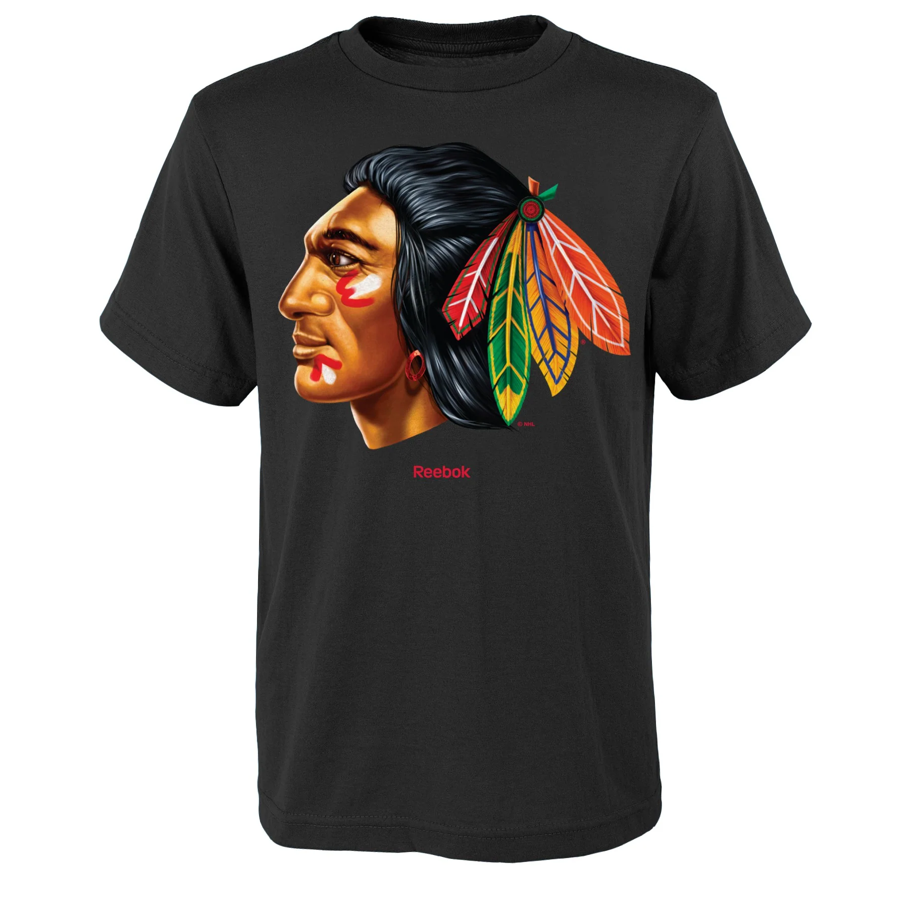 Youth Chicago Blackhawks Reebok Team Logo 3D Black T-Shirt