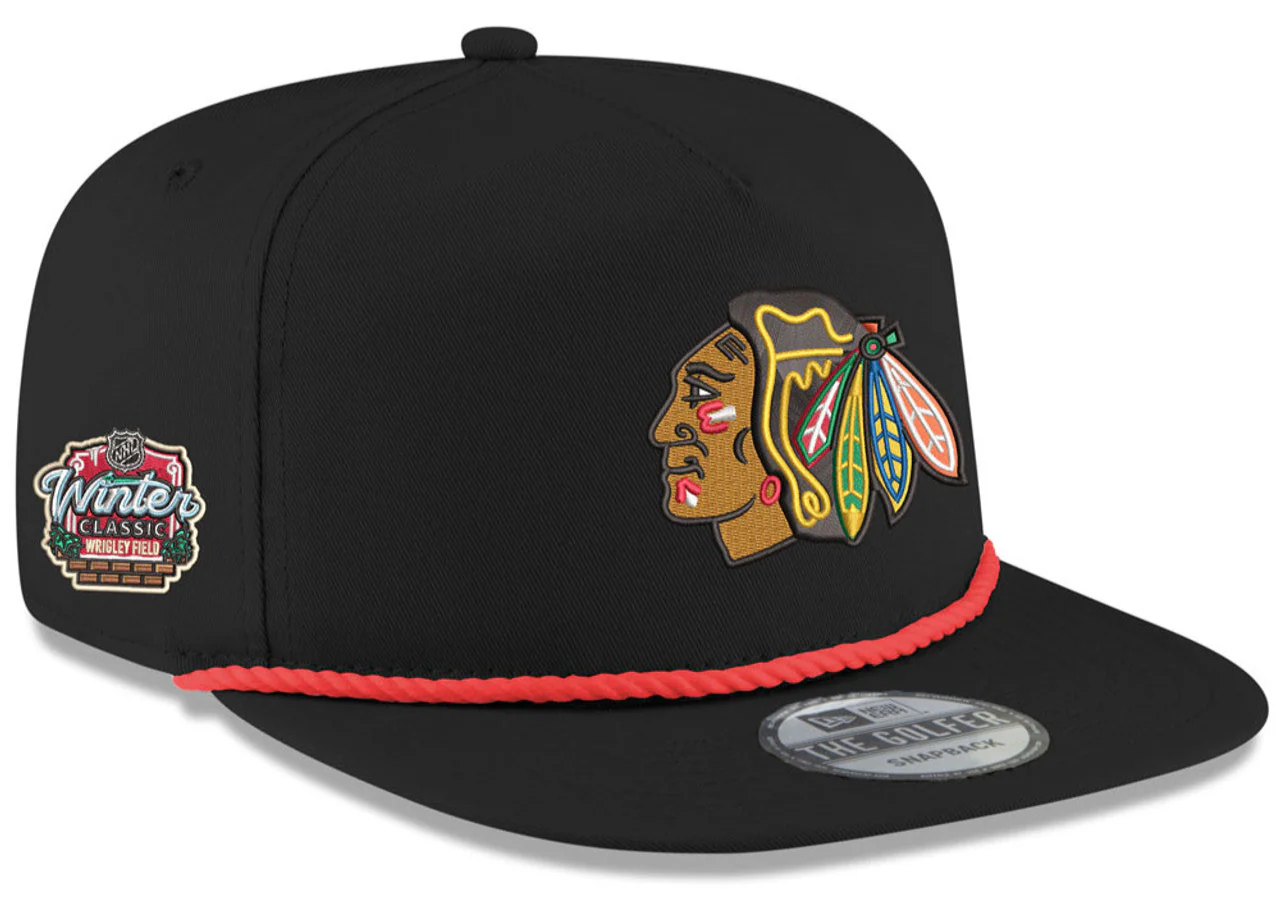 Men's Chicago Blackhawks New Era Black 2025 Winter Classic Golfer Adjustable Hat