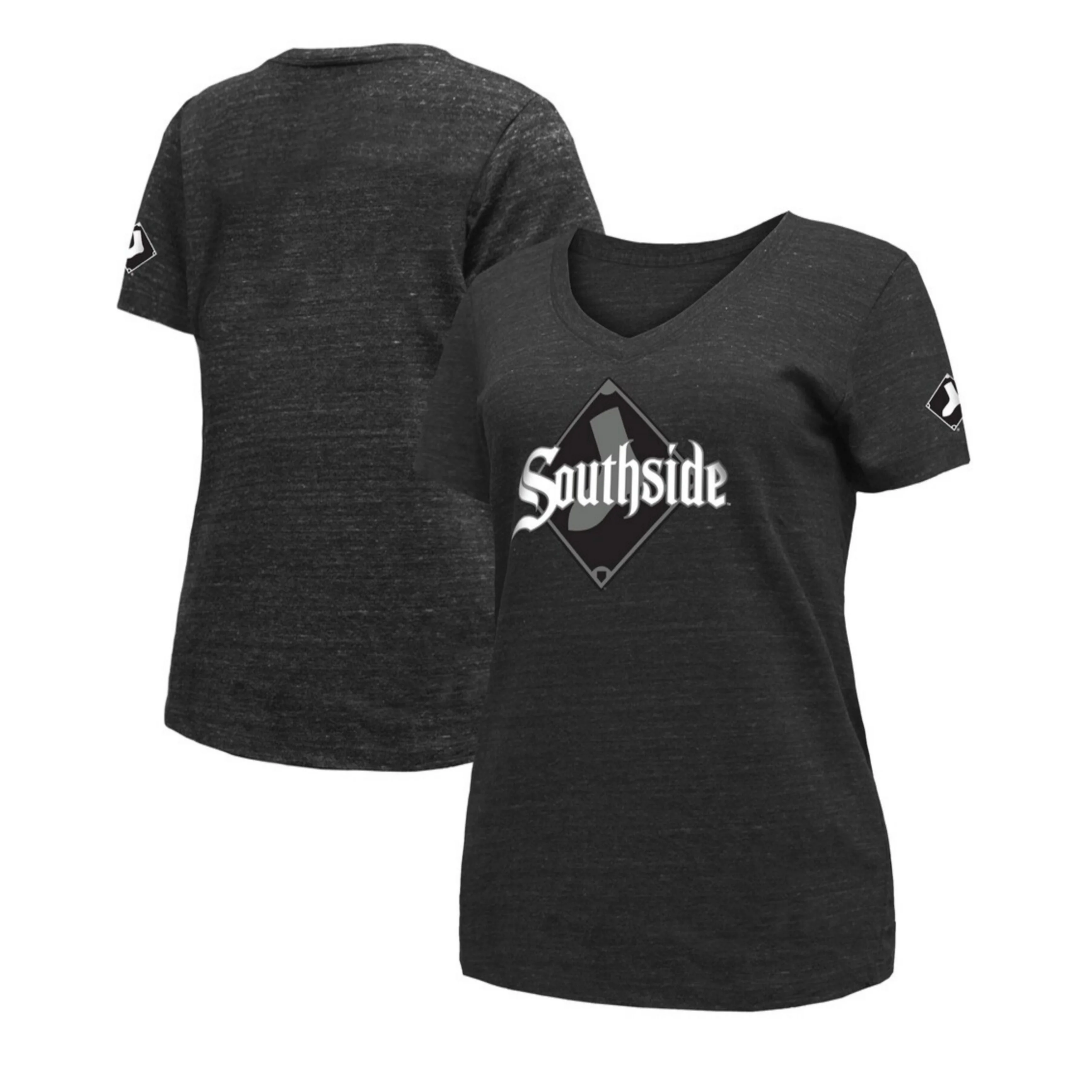 Women's Chicago White Sox City Connect New Era Tri-Blend V-Neck T-Shirt - Black