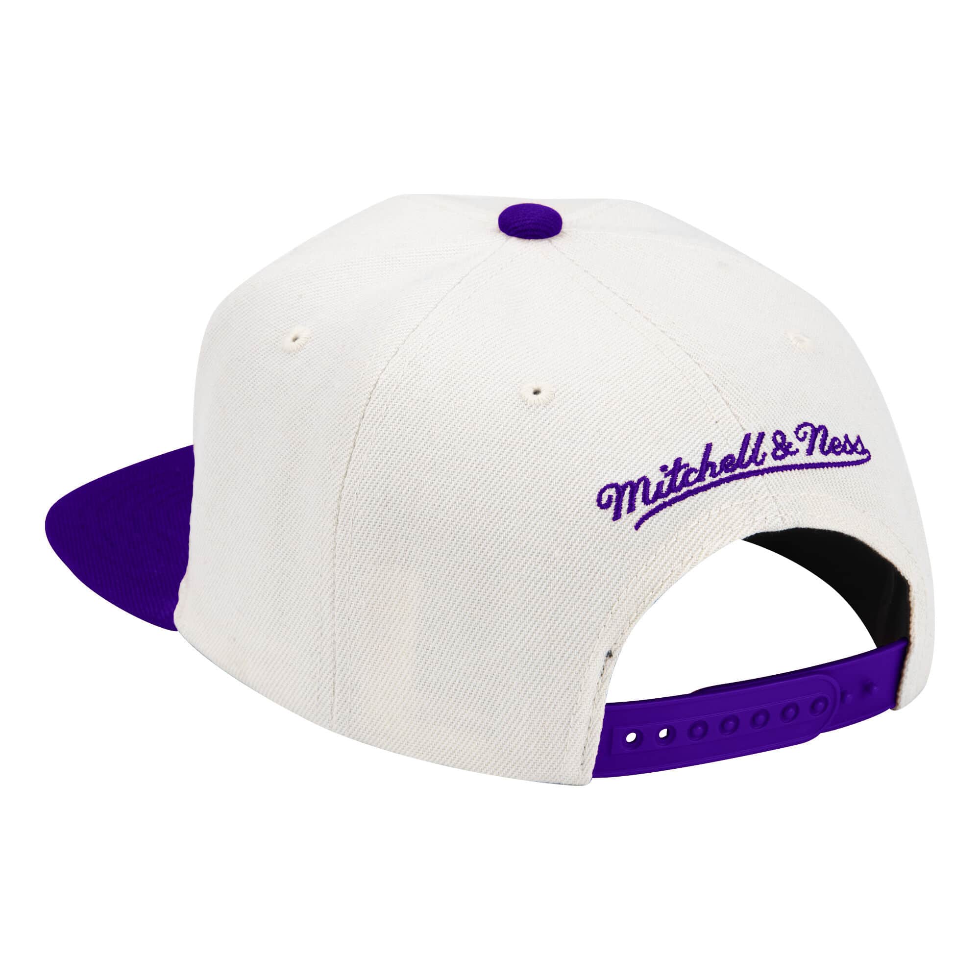 Los Angeles Lakers Mitchell & Ness Hardwood Classics Natural 2 Tone Snapback Hat- Cream/Purple
