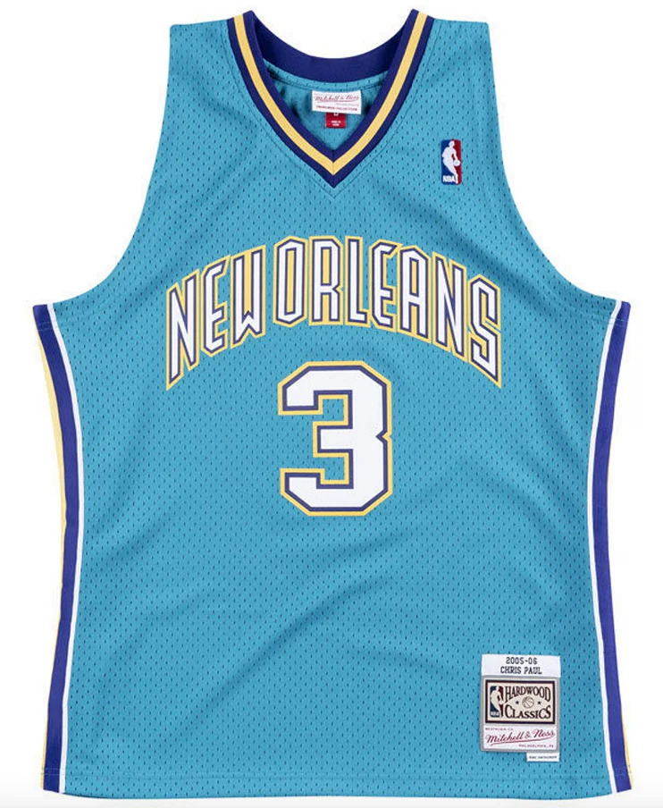 Men's New Orleans Hornets Chris Paul Mitchell & Ness Teal Hardwood Classics Swingman Jersey