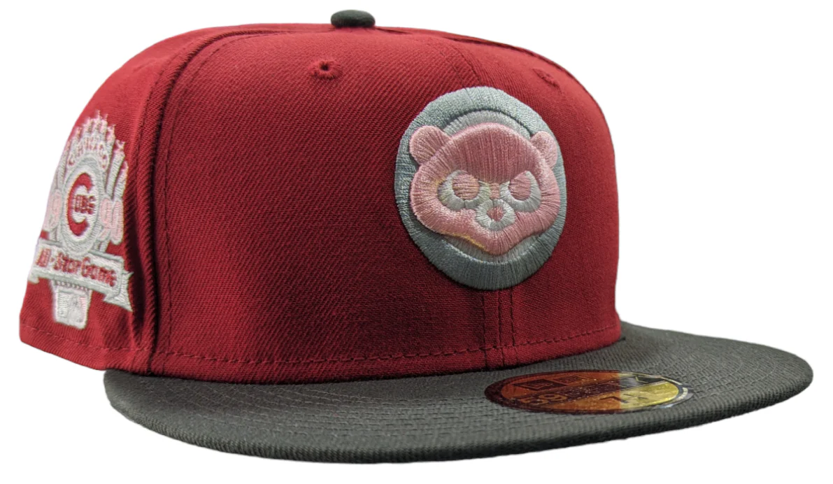 Men's  Chicago Cubs New Era 2 Tone Rock Pack Pearl Jam Ten Inspired Pearl Jam 1990 ASG Pinot/Red/Pewter 59FIFTY Fitted Hat