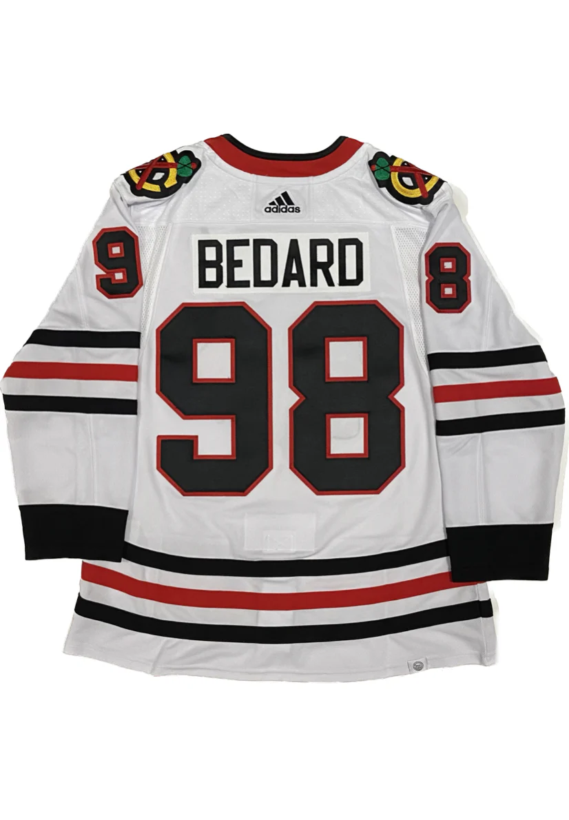 Men's Connor Bedard Chicago Blackhawks adidas White Away Primegreen Authentic Pro Jersey