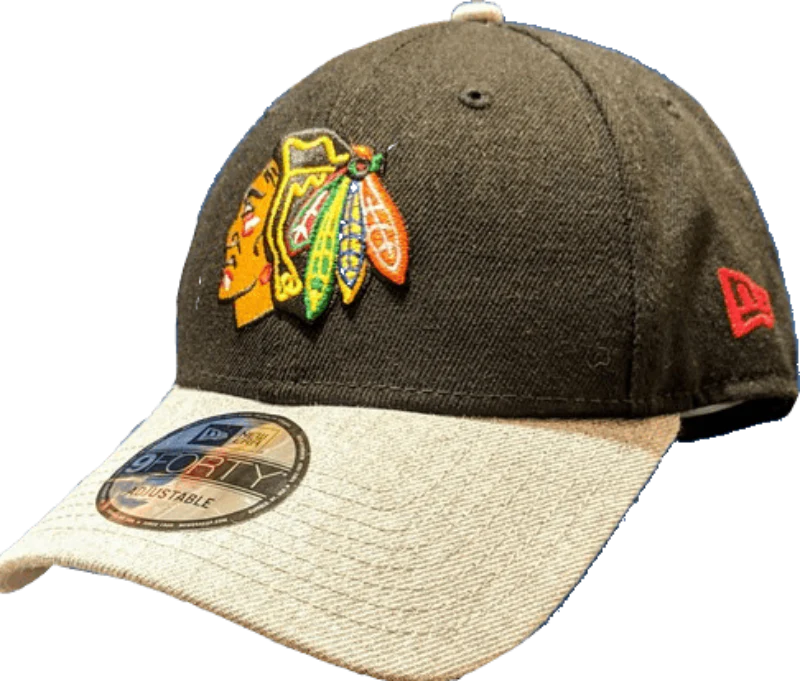 NHL Chicago Blackhawks New Era League 2 Heather Black/Heather Gray 9FORTY Adjustable Hat