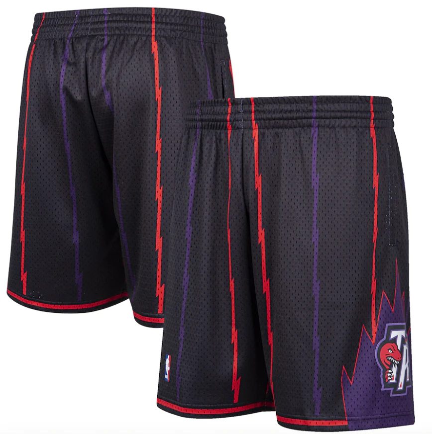 Men's Toronto Raptors Mitchell & Ness Black Hardwood Classic Reload Swingman Shorts