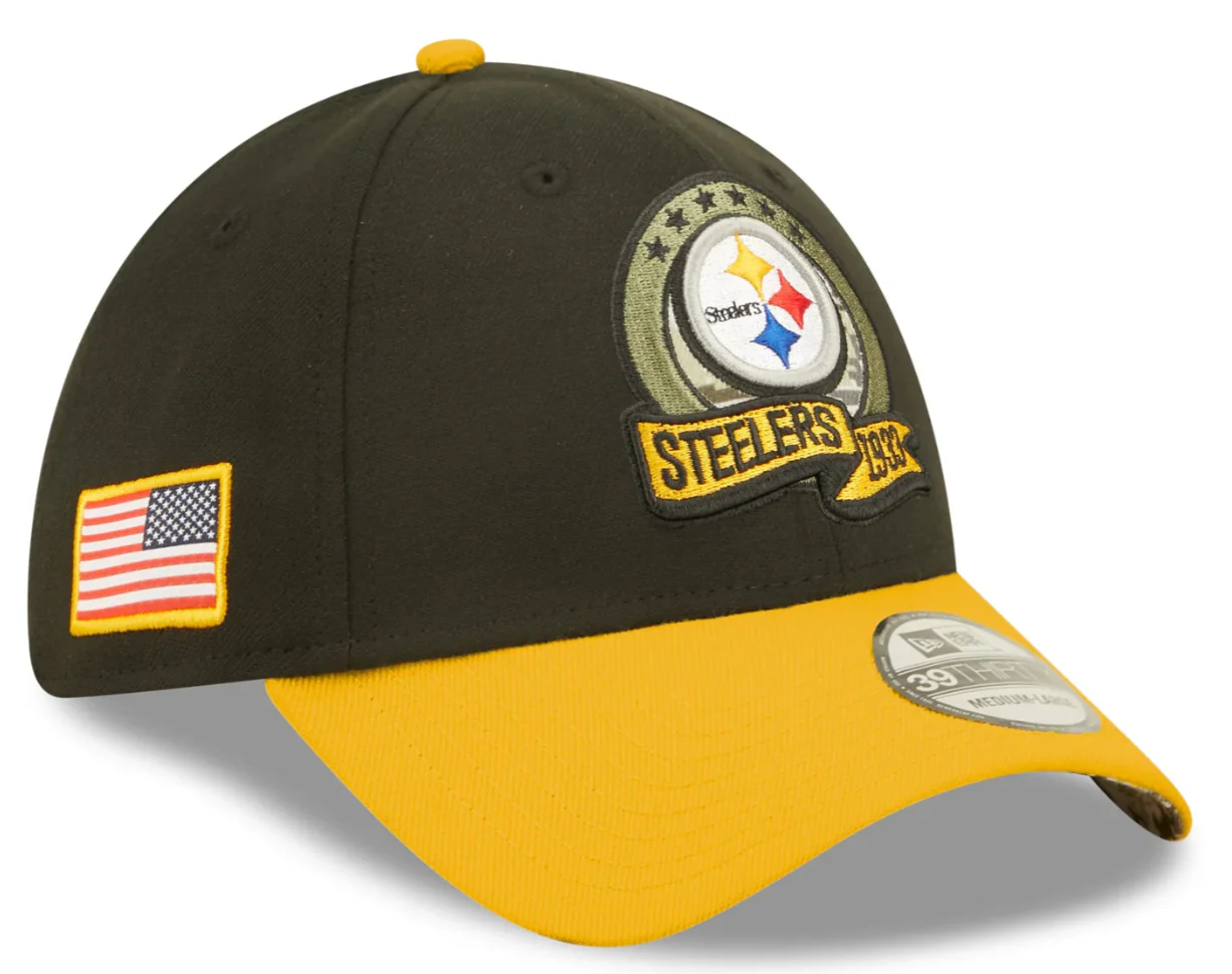 Men's Pittsburgh Steelers New Era Black 2022 Salute to Service 39THIRTY Flex Hat