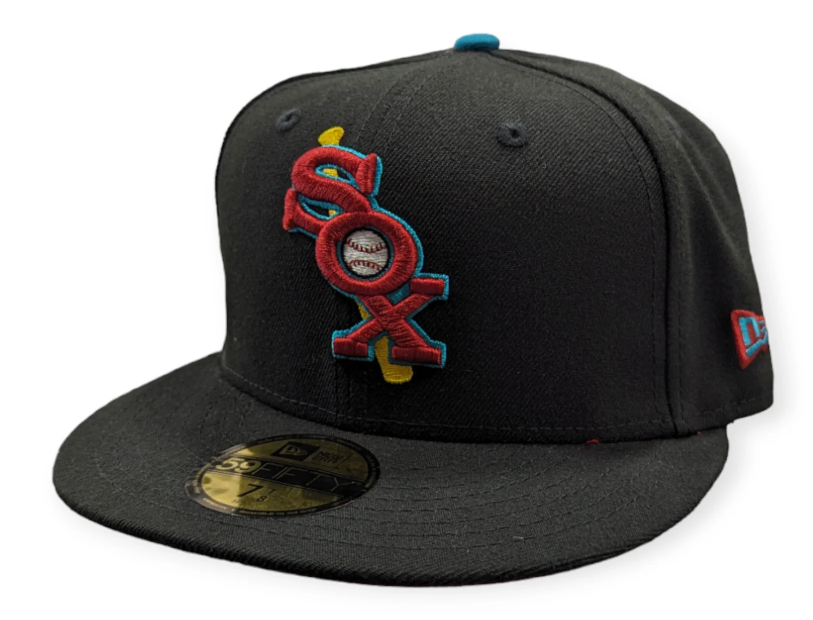 Chicago White Sox New Era Black/Aqua 59FIFTY Fitted Hat