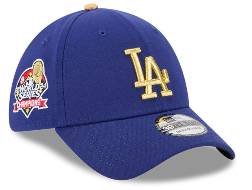 Los Angeles Dodgers New Era Royal Blue MLB Gold Champions 39THIRTY Flex Fit Hat