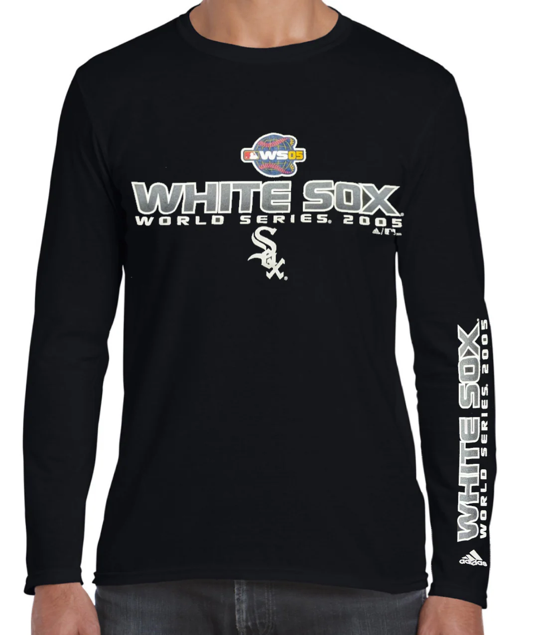 Men's adidas Chicago White Sox 2005 World Series Bound Black Long Sleeve Tee