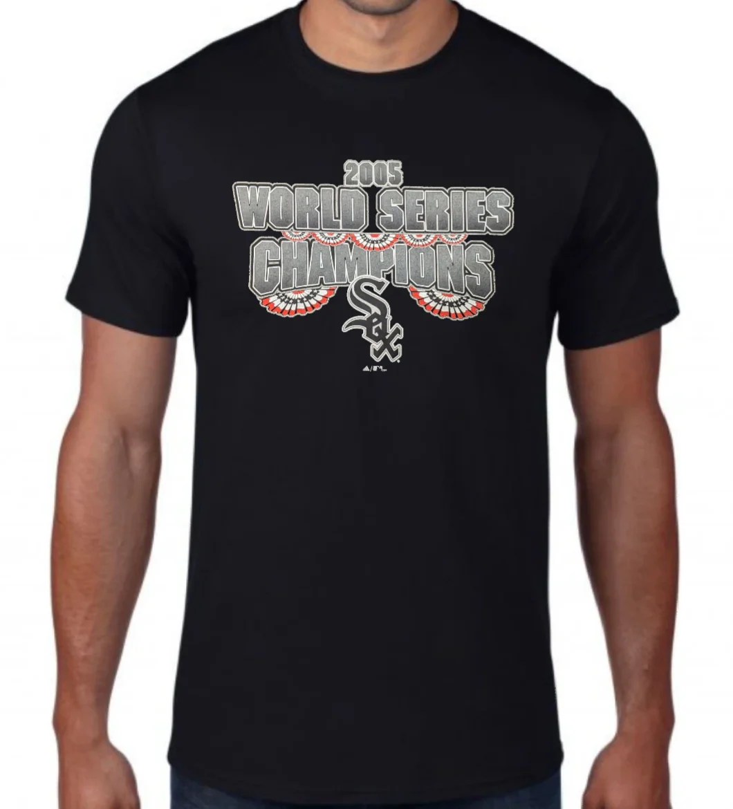 adidas Men's Chicago White Sox 2005 World Series Champions Bunting Black Tee