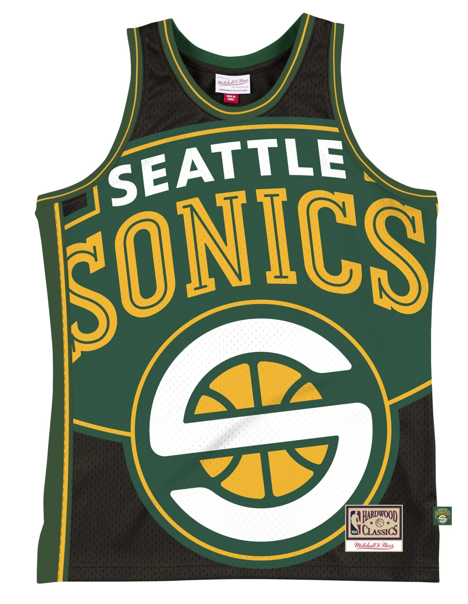 Men's Seattle SuperSonics Mitchell & Ness Black Hardwood Classics Blown Out Fashion Jersey