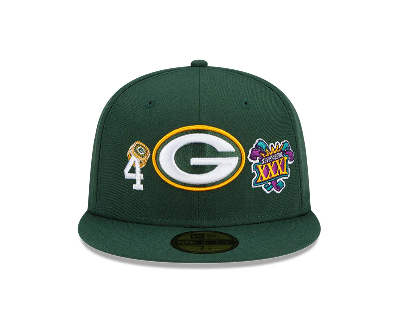 Green Bay Packers New Era Green 4 Time Champions 59FIFTY Fitted Hat