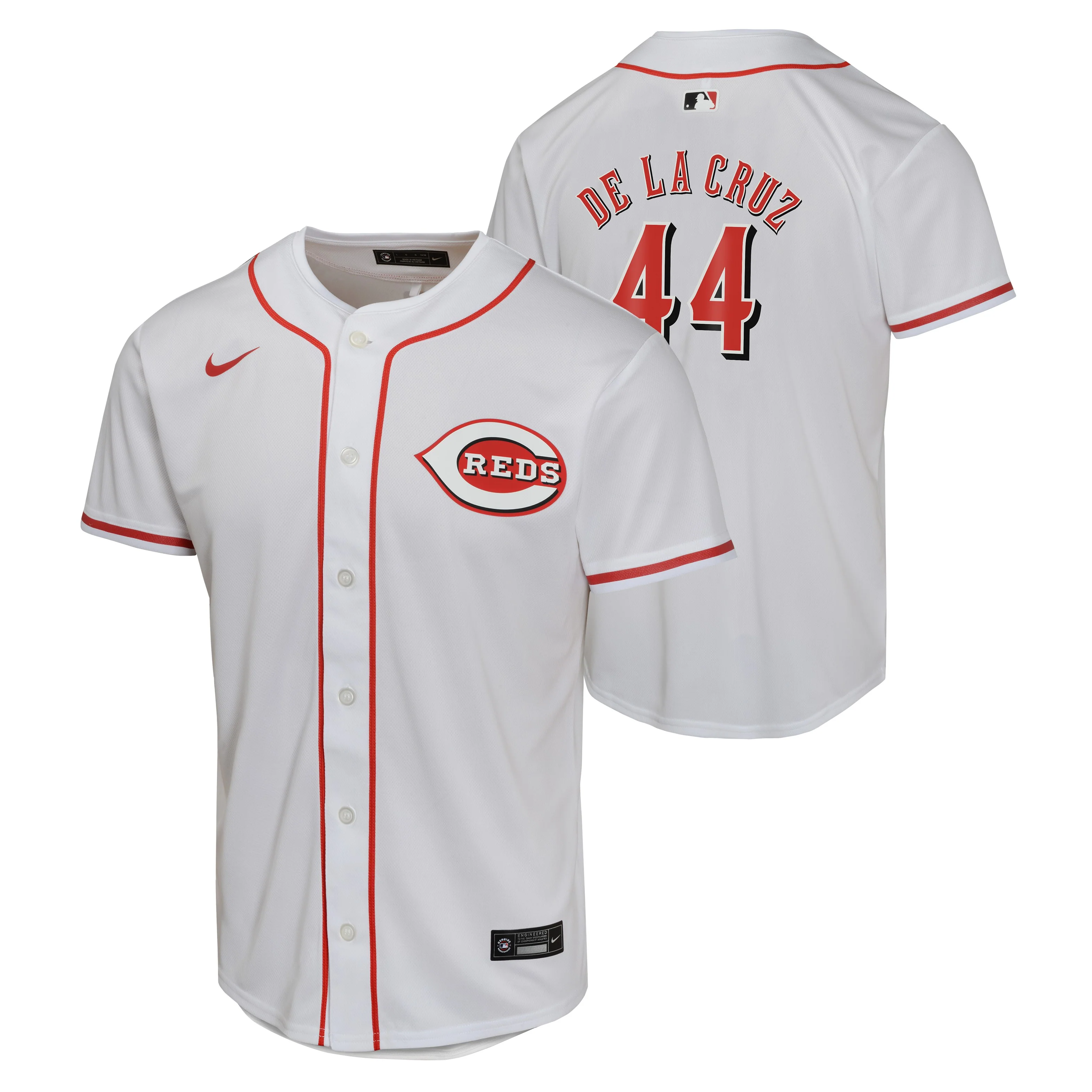 Youth Elly De La Cruz Cincinnati Reds NIKE White Home Game Replica Jersey