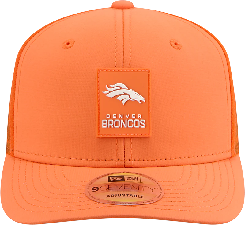 Men's Denver Broncos New Era Orange 2025 Sideline 9SEVENTY Trucker Adjustable Hat