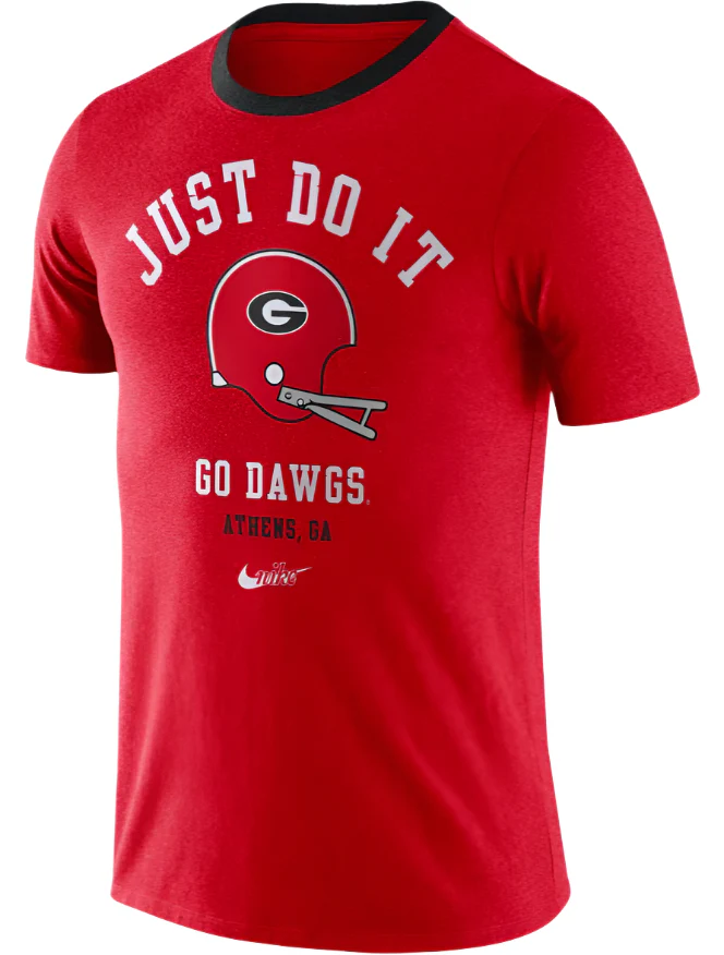 Men's Georgia Bulldogs Football Red Vault Helmet Logo T-Shirt By Nike