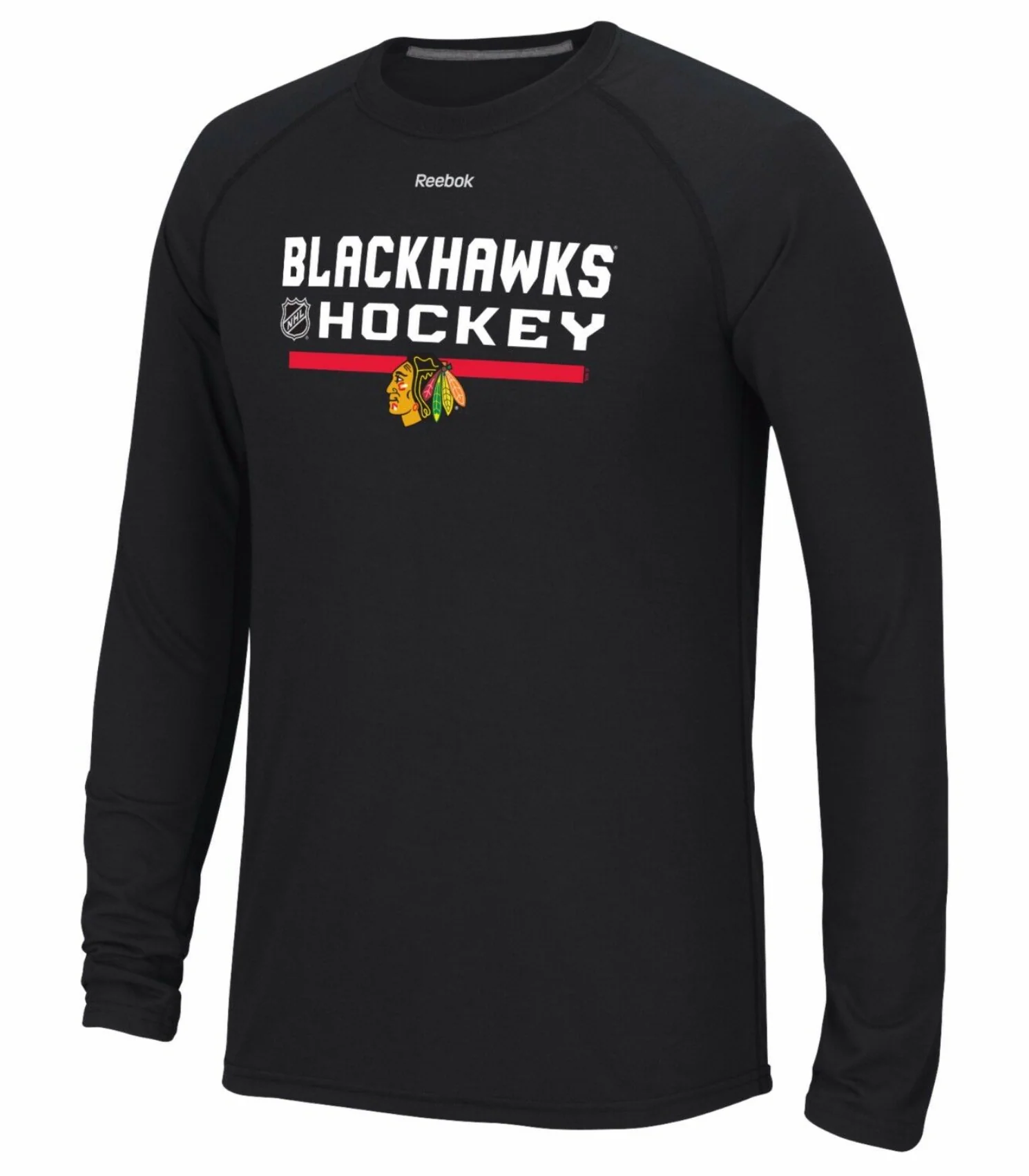 Chicago Blackhawks Youth Center Ice Speedwick Long Sleeve Tee By Reebok-Black