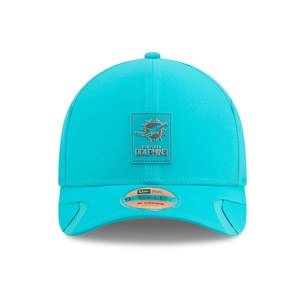 Men's Miami Dolphins New Era Aqua 2025 NFL Primary Logo Sideline Heat 9FORTY M-Crown Adjustable Hat