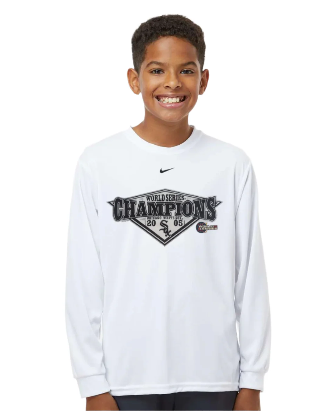 Youth Chicago White Sox 2005 World Series Champions Nike White Long Sleeve Tee