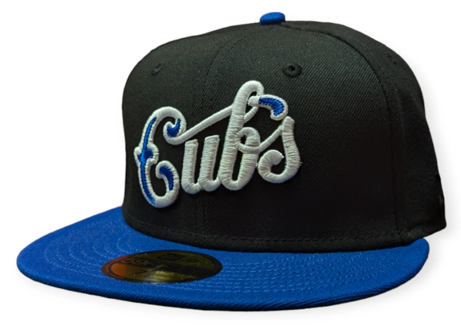 Chicago Cubs New Era Black/Royal Script 59FIFTY Fitted Hat