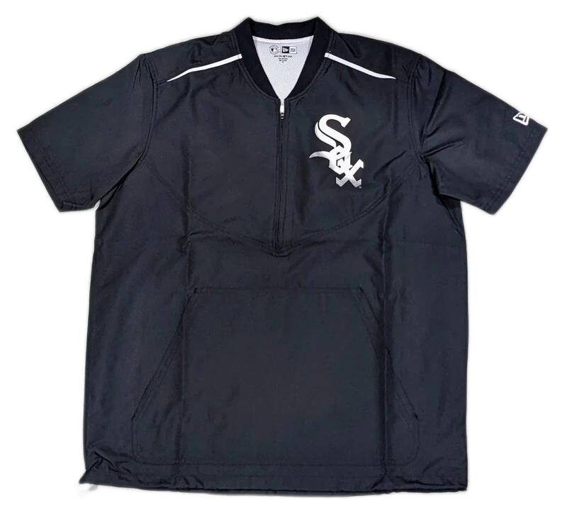 Men's Chicago White Sox New Era Half-Zip Black Short Sleeve Windbreaker