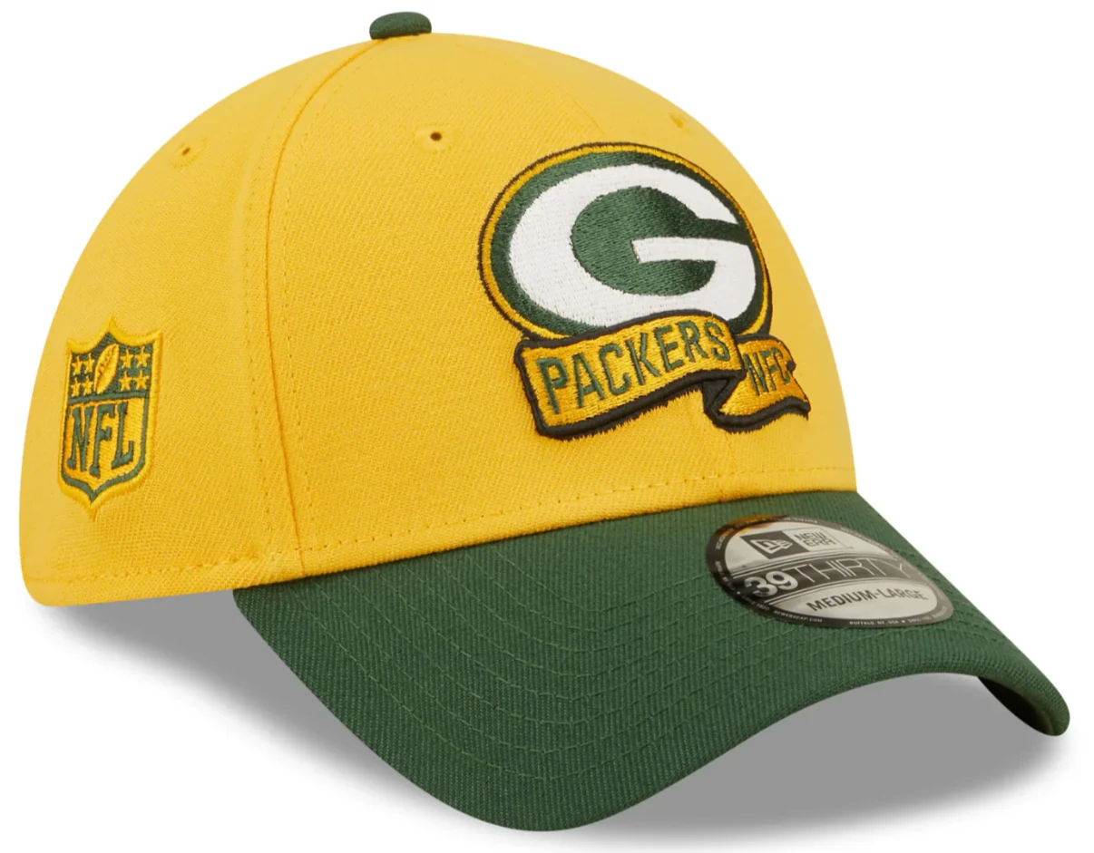 Men's Green Bay Packers New Era Yellow/Green 2022 Sideline 39THIRTY Flex Hat