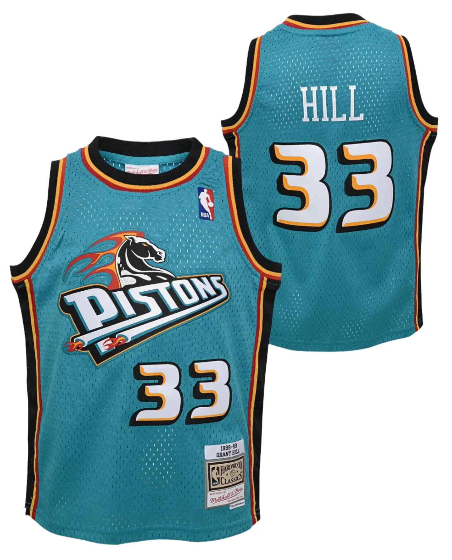 Youth Detroit Pistons Grant Hill Mitchell & Ness Teal 1998-99 Hardwood Classics Swingman Jersey