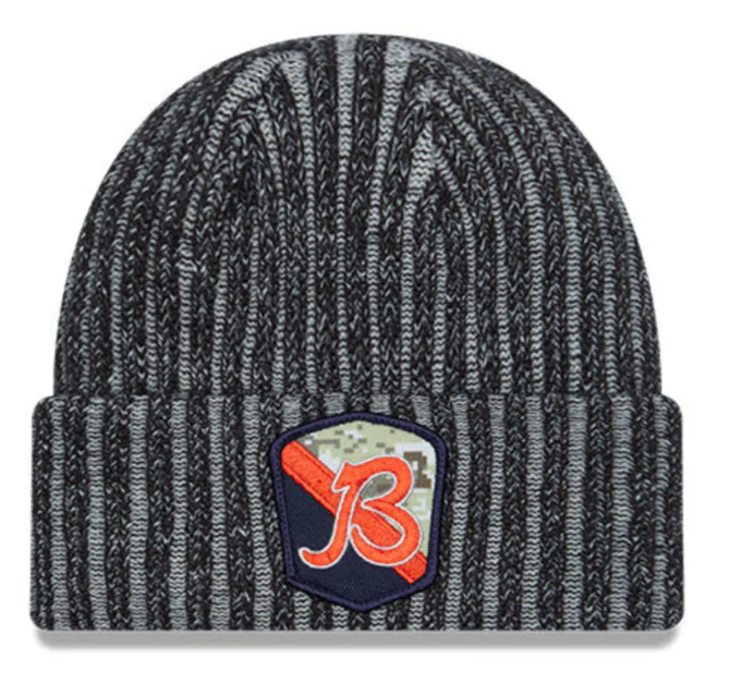 Chicago Bears New Era Black 2023 NFL Sideline Alternate Logo Official Salute To Service Sport Knit Hat