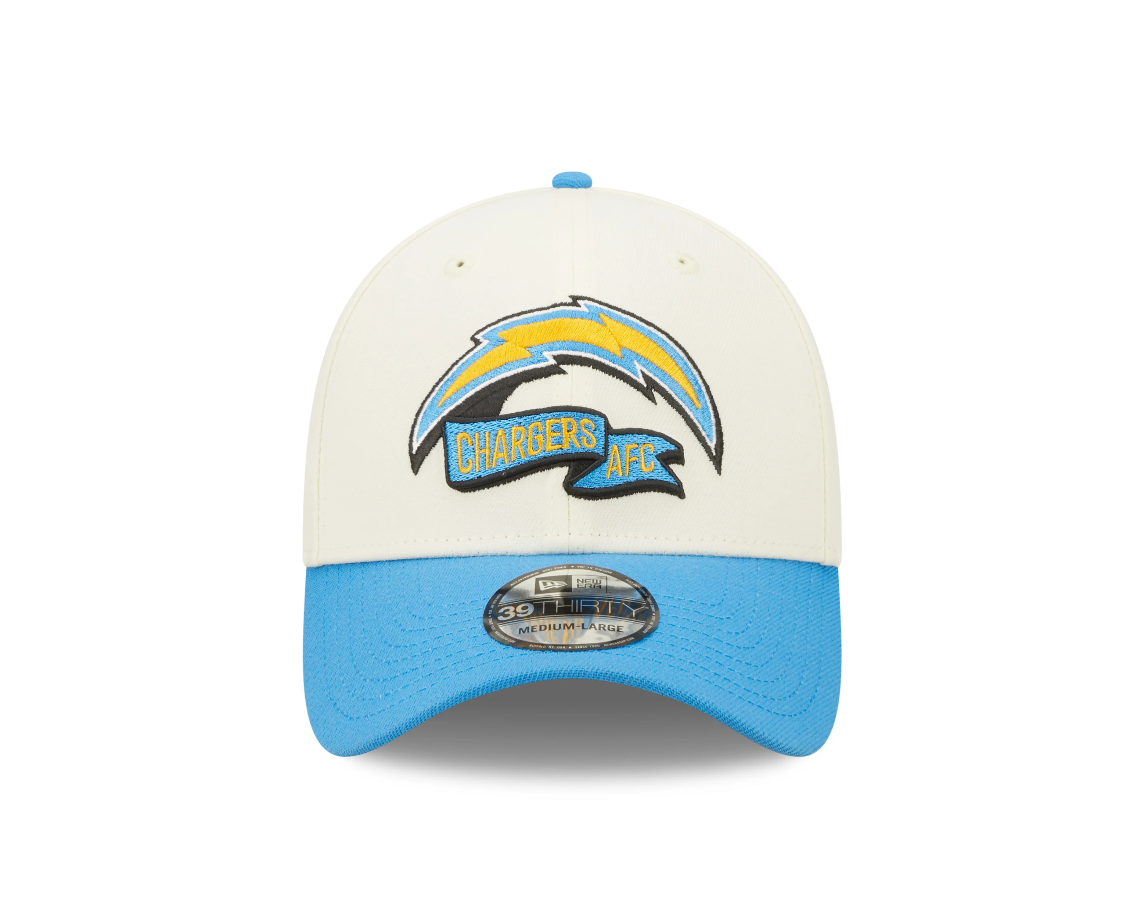 Men's Los Angeles Chargers New Era Cream/Blue 2022 Sideline 39THIRTY Flex Hat