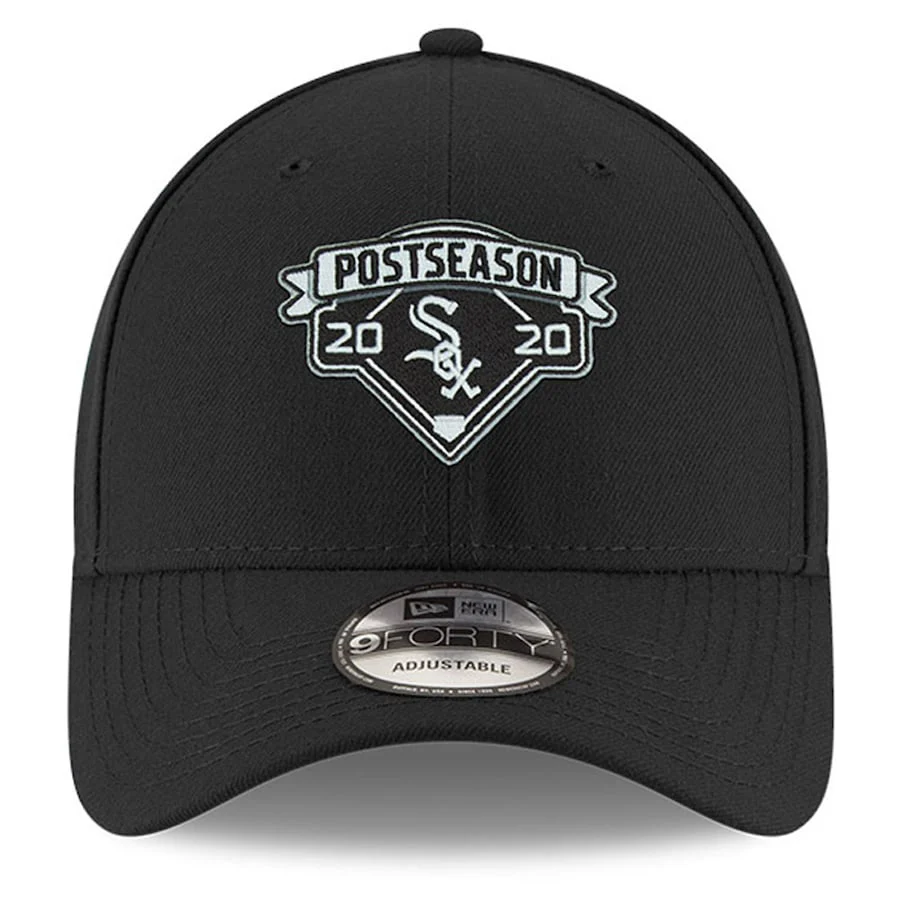 Men's Chicago White Sox New Era Black 2020 Postseason Locker Room 9FORTY Adjustable Hat