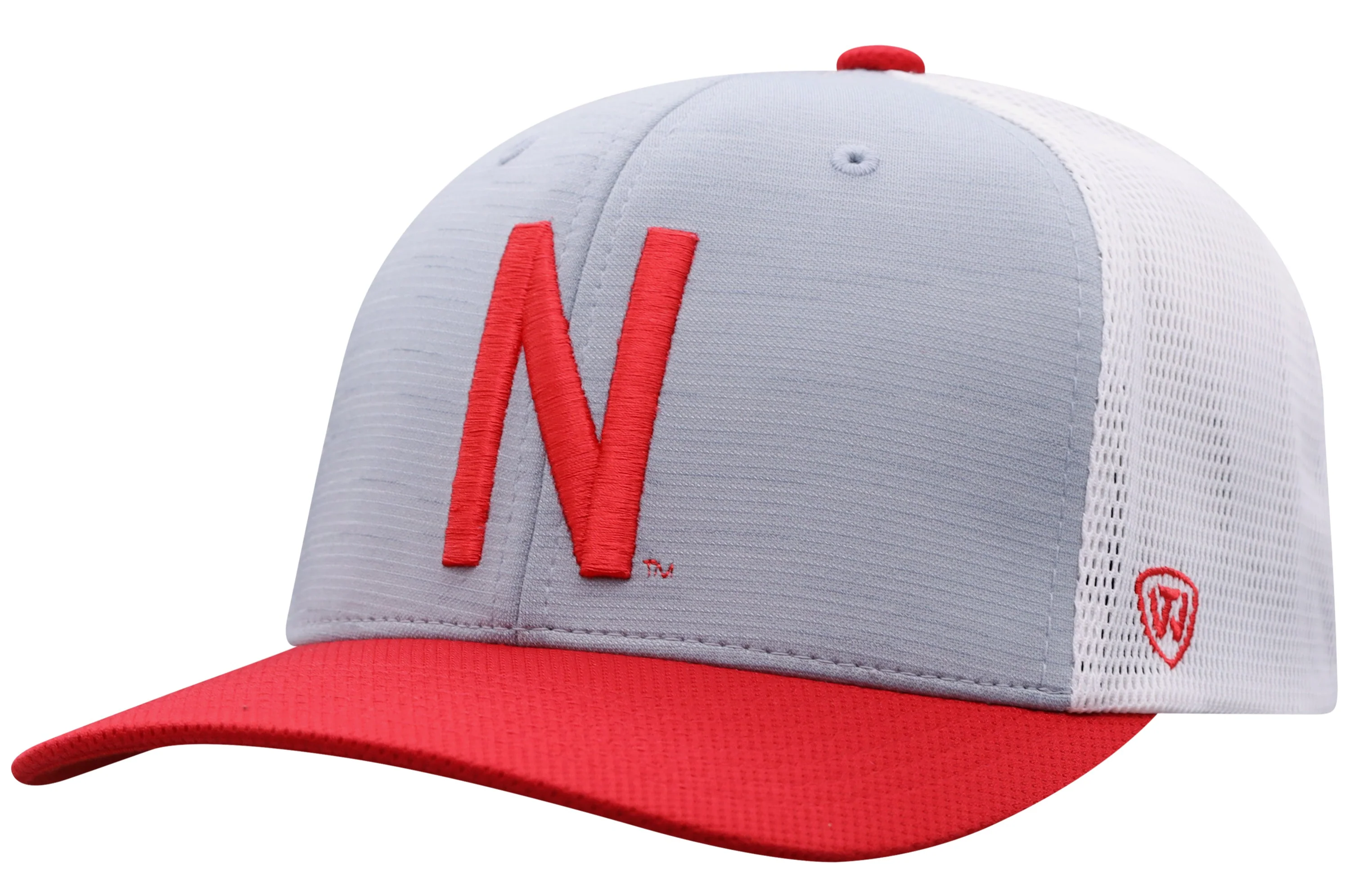 Men's Nebraska Cornhuskers Stamp 3-Tone Flex Fit Hat By Top Of the World