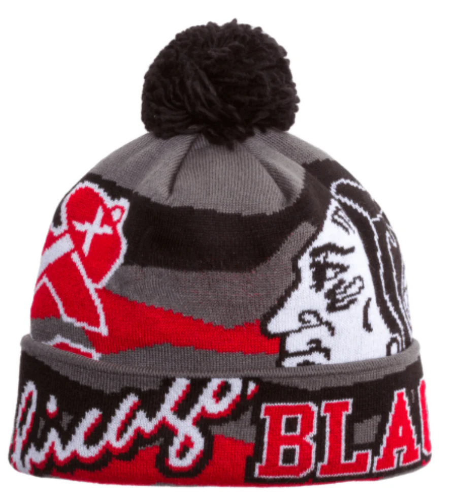 Chicago Blackhawks Youth 2014 Stadium Series Cuff Pom Knit-Grey
