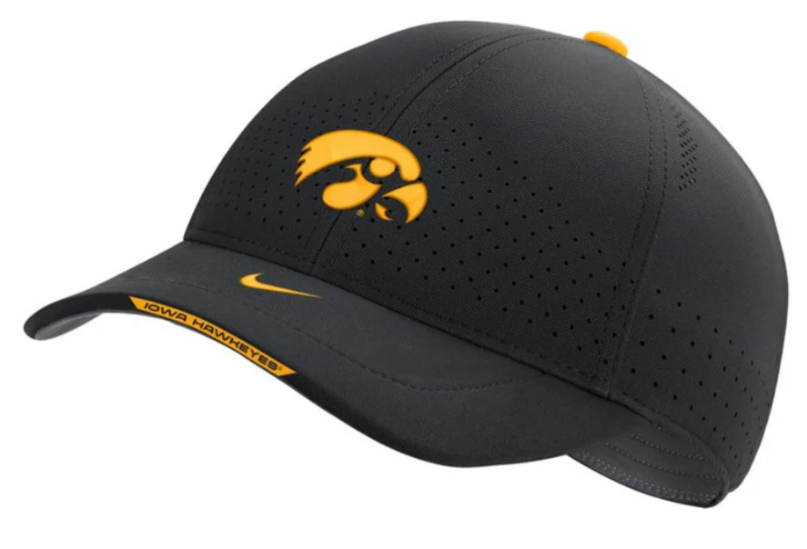 Nike Men's Iowa Hawkeyes Black AeroBill Swoosh Adjustable Classic 99 Football Sideline Hat