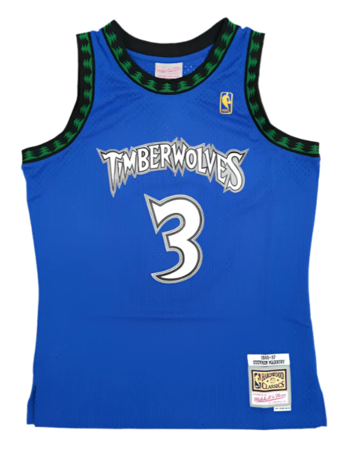 Men's Minnesota Timberwolves Stephon Marbury Mitchell & Ness Blue Hardwood Classics Swingman Jersey