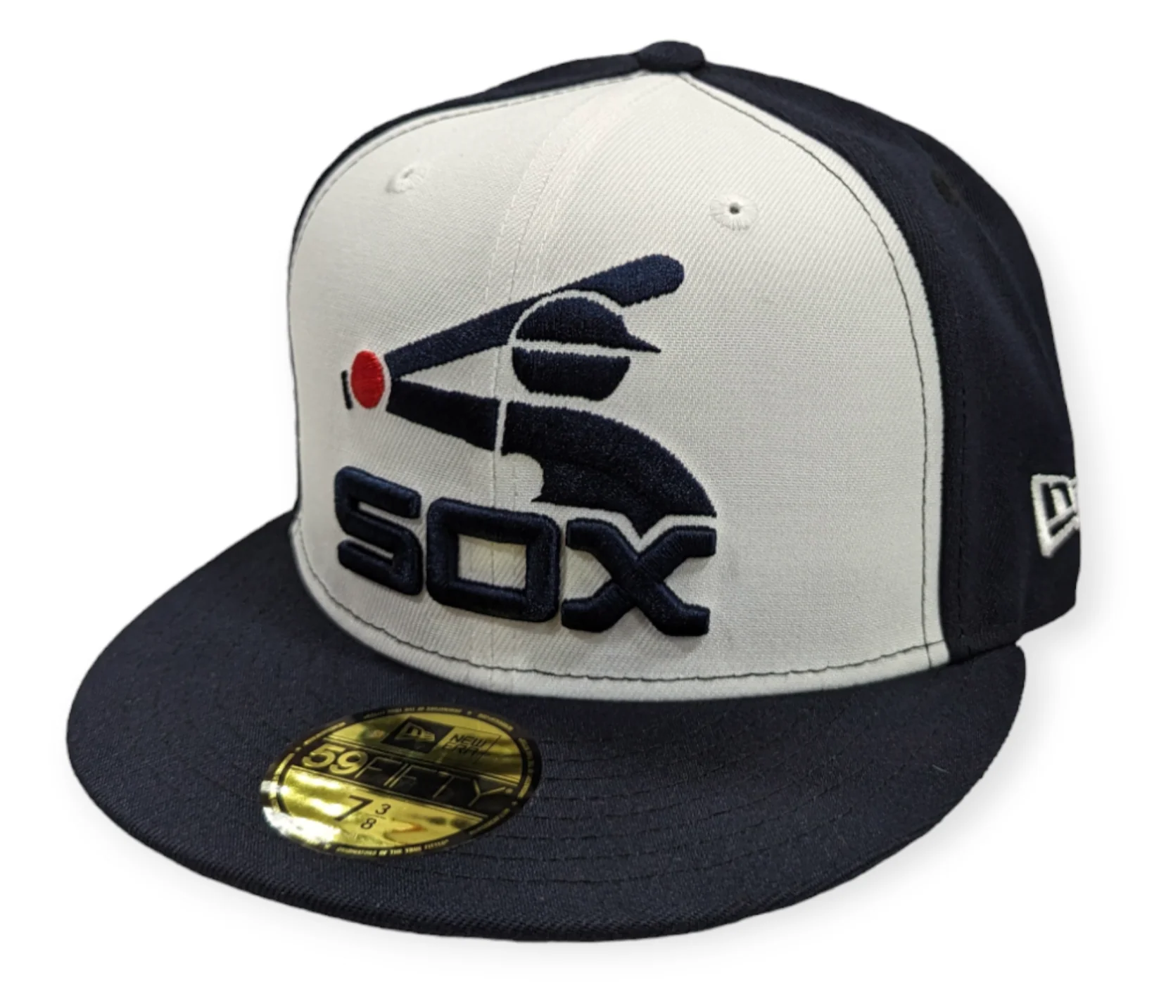 Chicago White Sox New Era Batterman White/Navy Cooperstown Collection 59FIFTY Fitted Hat