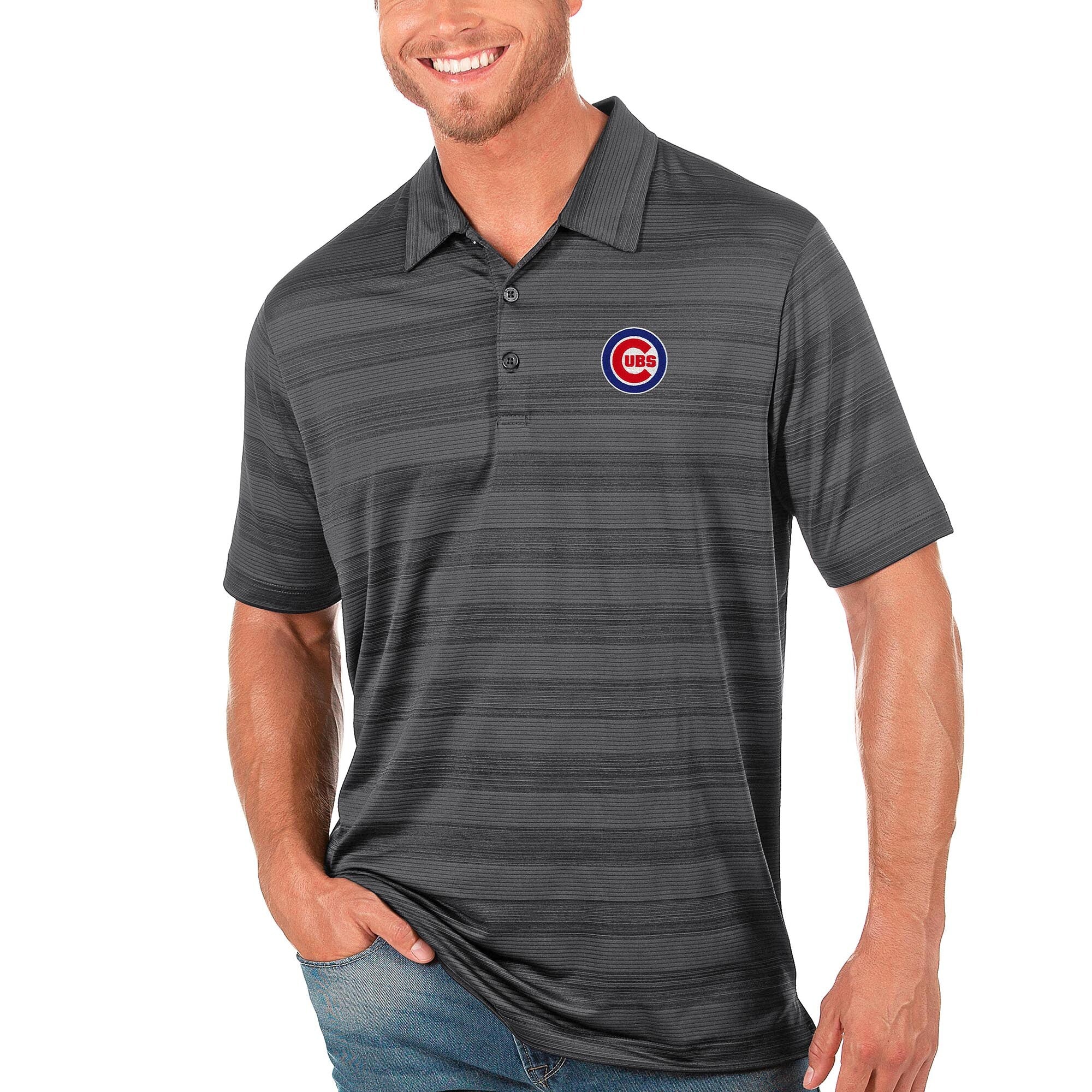 Men's Chicago Cubs Antigua Carbon Compass Polo