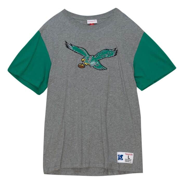 Youth Philadelphia Eagles Mitchell and Ness Gray/Kelly Colorblock T-Shirt