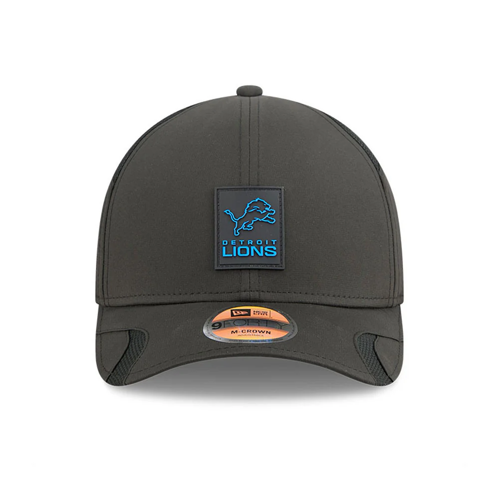 Men's Detroit Lions New Era Black 2025 NFL Primary Logo Sideline Heat 9FORTY M-Crown Adjustable Hat