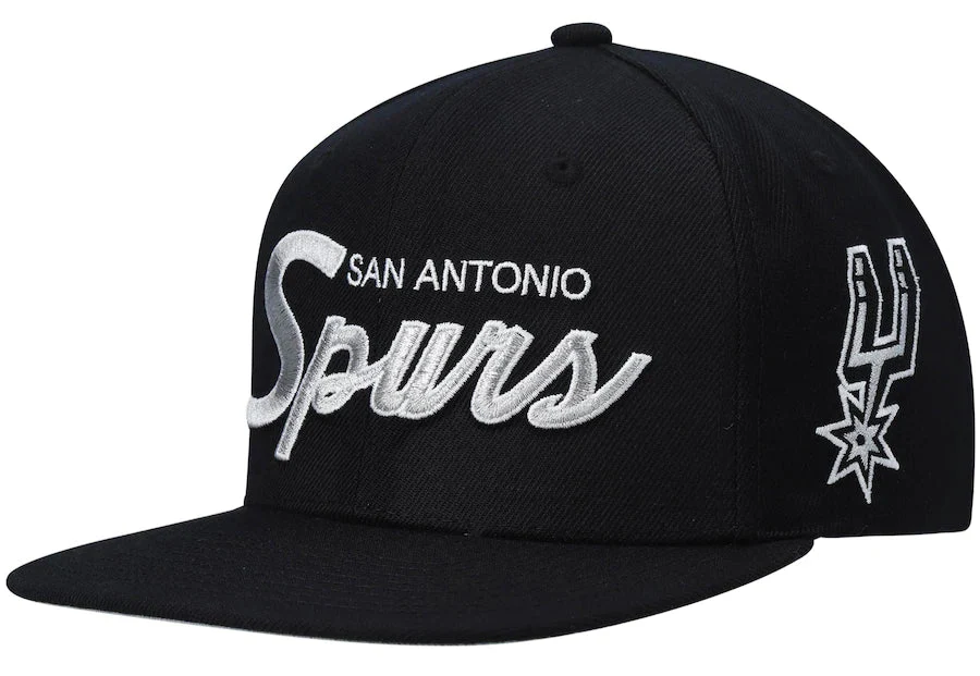San Antonio Spurs Team Script 2.0 Black Mitchell & Ness Snapback Hat