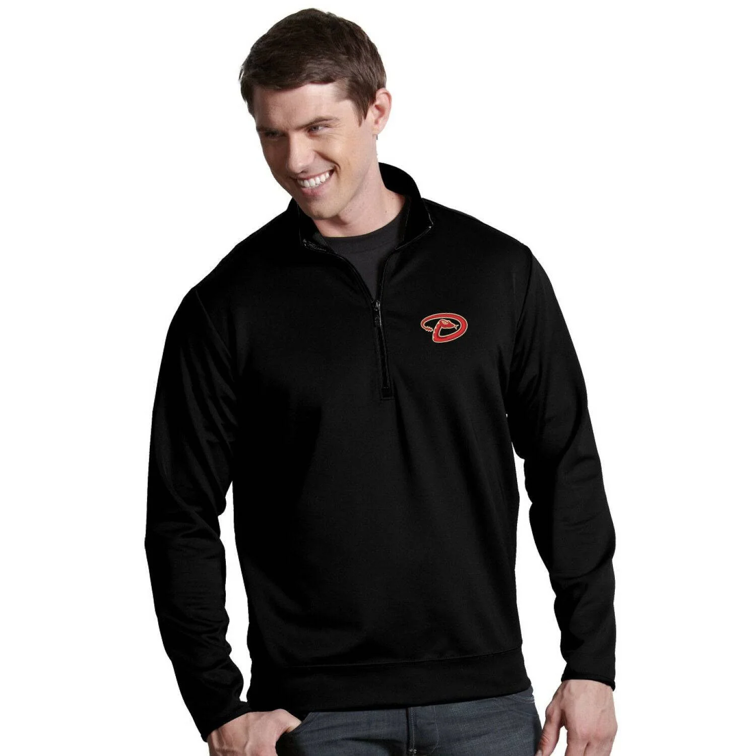 Antigua Men's Arizona Diamondbacks Leader Black Quarter-Zip Pullover