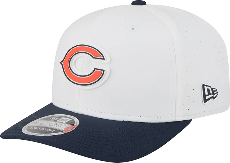 Men's Chicago Bears New Era White/Navy Secondary Logo 2025 NFL Training Camp 9SEVENTY Adjustable Hat