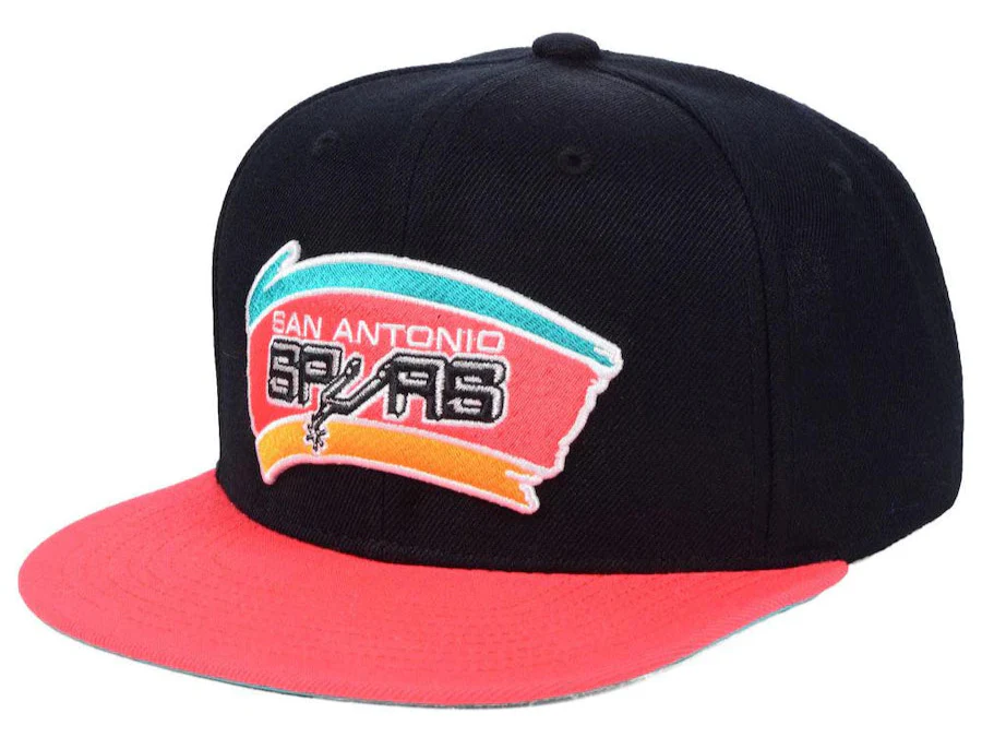Men's San Antonio Spurs NBA Basic Core 2 Tone Black/Pink HWC Mitchell & Ness Snapback Hat
