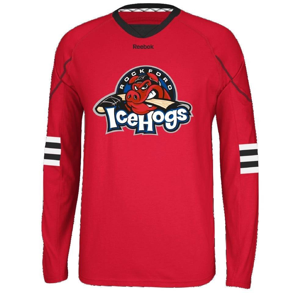 Mens Rockford IceHogs Reebok L/S Jersey Tee