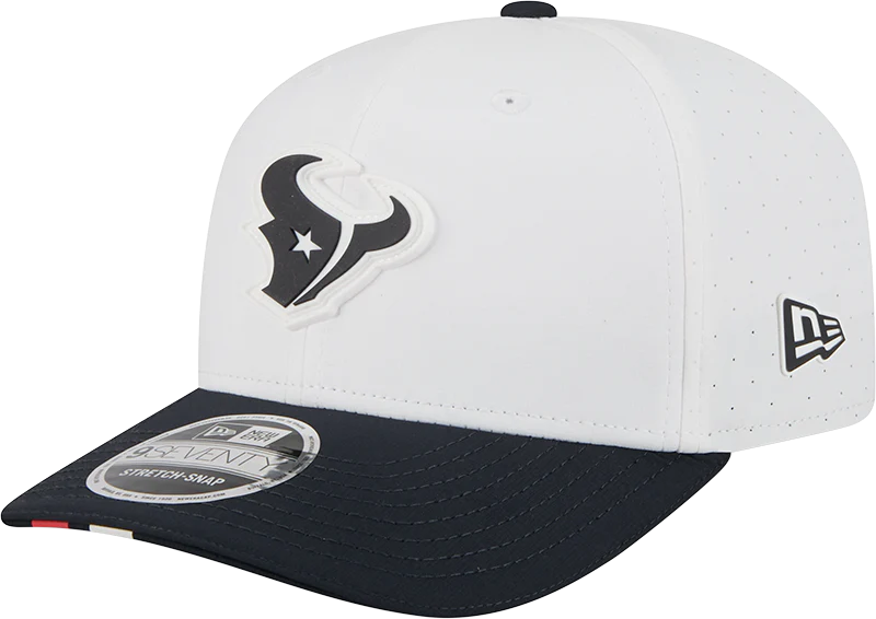 Men's Houston Texans New Era White/Navy 2025 NFL Training Camp 9SEVENTY Adjustable Hat