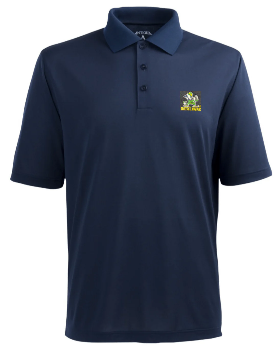 Men's Antigua Notre Dame Fighting Irish Navy Mascot Pique Xtra Lite Polo
