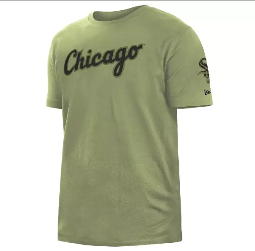 Men's Chicago White Sox 2022 Armed Forces Day Olive New Era Tee