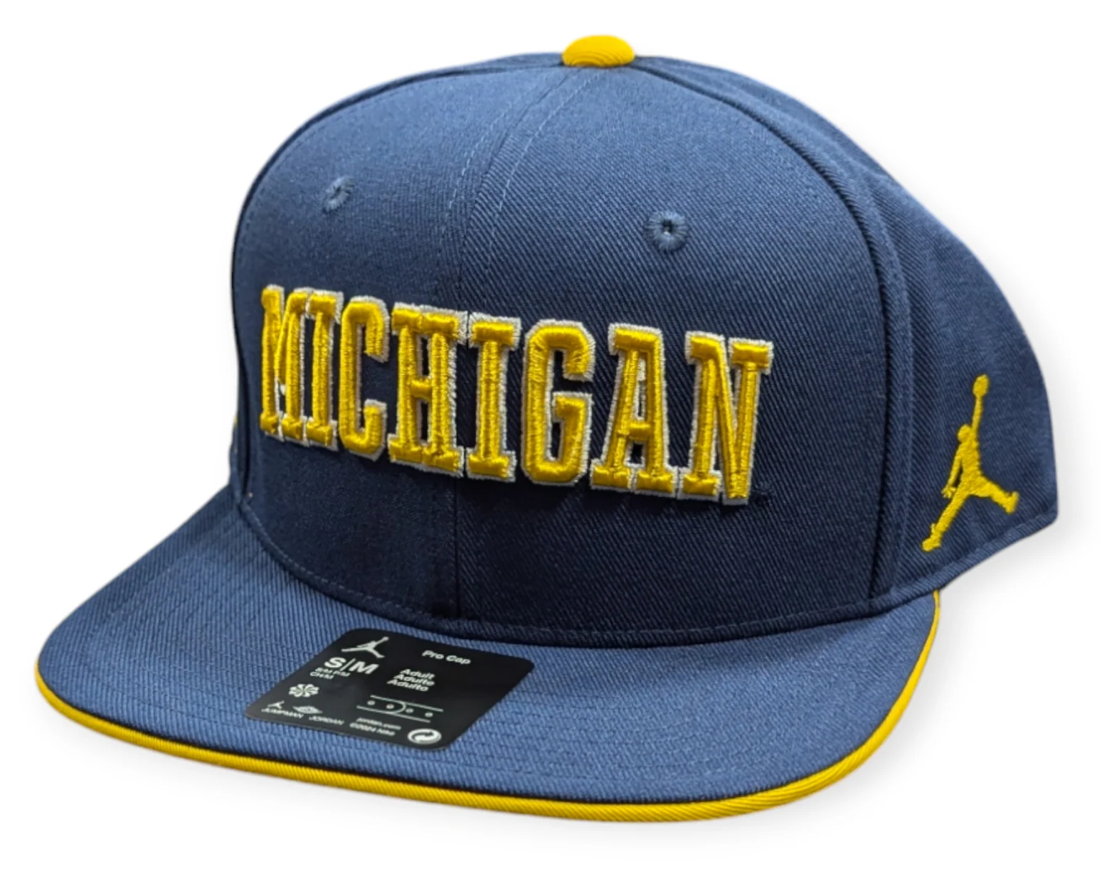 Michigan Wolverines Nike Navy Jumpman Dri-Fit Sideline Pro Snapback Hat