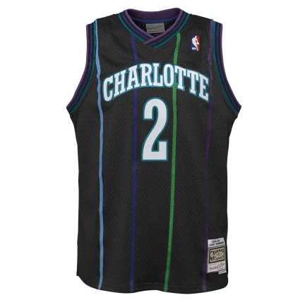 Youth Charlotte Hornets Larry Johnson Mitchell & Ness 1992-93 Hardwood Classics Reload 2.0 Swingman Jersey-Black